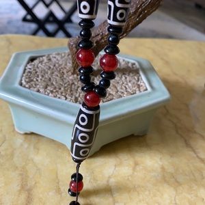 Vintage old agate prayer necklace